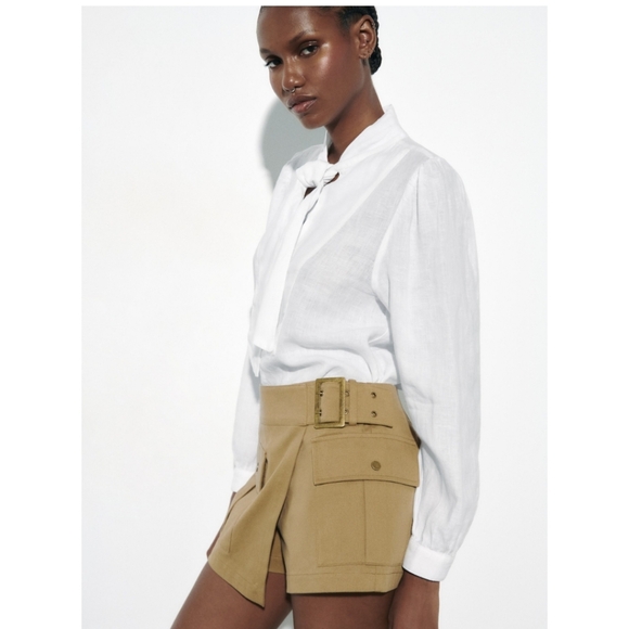 100% LINEN BOW SHIRT - Picture 3 of 8